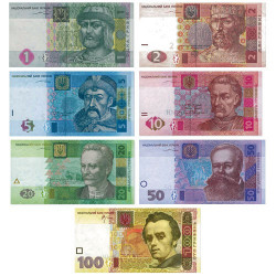 Lot des 7 billets Ukraine 2003-2005