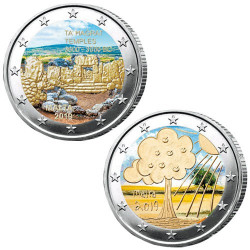 Lot des 2 x 2 Euro Malte 2019 colorisées
