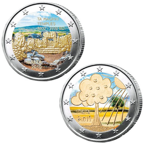 Lot des 2 x 2 Euro Malte 2019 colorisées Lot des 2 x 2 Euro Malte 2019 colorisées
