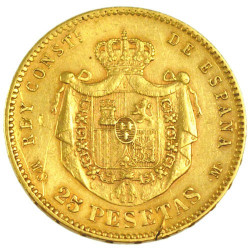25 Pesetas Or Espagne 1876-1881 - Alfonso XII