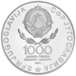 1 000 Dinars Argent Yougoslavie BU 1980