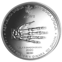 100 Dinars Argent Serbie 2020 - Rayons X - Nikola Tesla