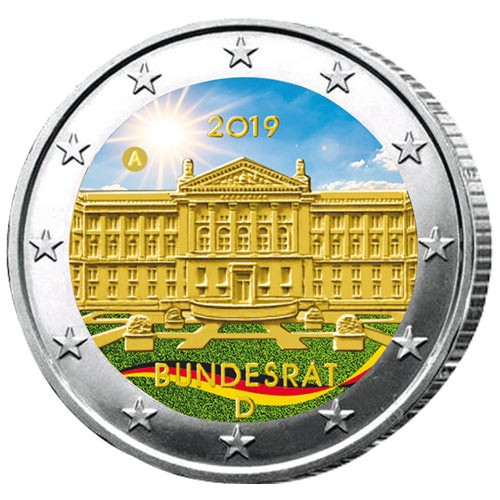 2 Euro Allemagne 2019 colorisée - 70 ans du Bundesrat allemand 2 Euro Allemagne 2019 colorisée - 70 ans du Bundesrat allemand