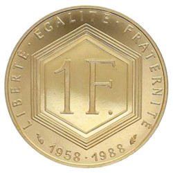 1 Franc Or Charles de Gaulle France BE 1988