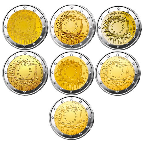 Lot des 19 x 2 Euro Drapeau 2015 Lot des 19 x 2 Euro Drapeau 2015