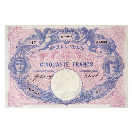 Billet 50 Francs Bleu et Rose