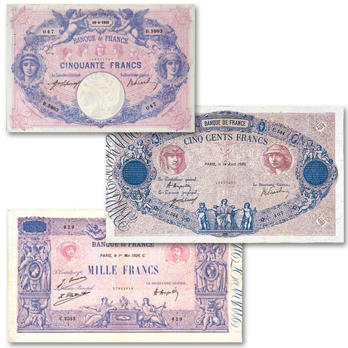 Lot des 3 billets Bleu et Rose Lot des 3 billets Bleu et Rose