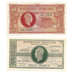 Lot de 2 billets Marianne 1945