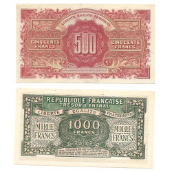 Lot de 2 billets Marianne 1945