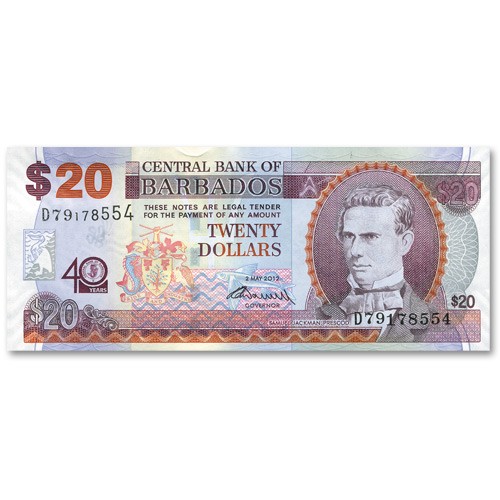 Billet 20 Dollars Barbades 2012