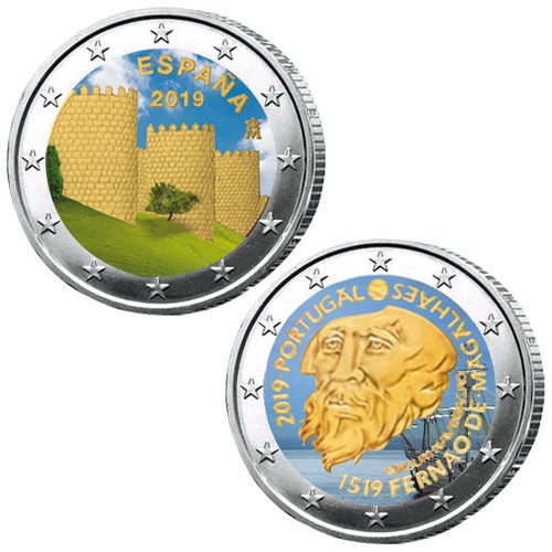Lot des 2 x 2 Euro colorisées 2019 Lot des 2 x 2 Euro colorisées 2019