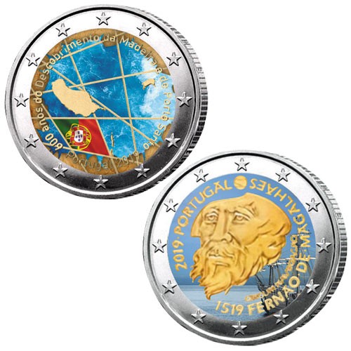 Lot des 2 x 2 Euro Portugal 2019 colorisées Lot des 2 x 2 Euro Portugal 2019 colorisées