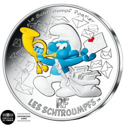 10 Euro Argent France 2020 colorisée - Schtroumpf Postier