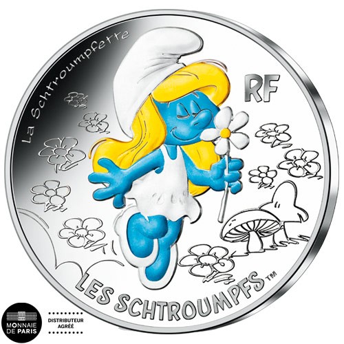 10 Euro Argent France 2020 colorisée - Schtroumpfette