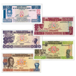Set 5 billets de Guinée 1985  