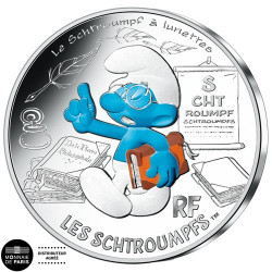 10 Euro Argent France 2020 colorisée - Schtroumpf à lunettes