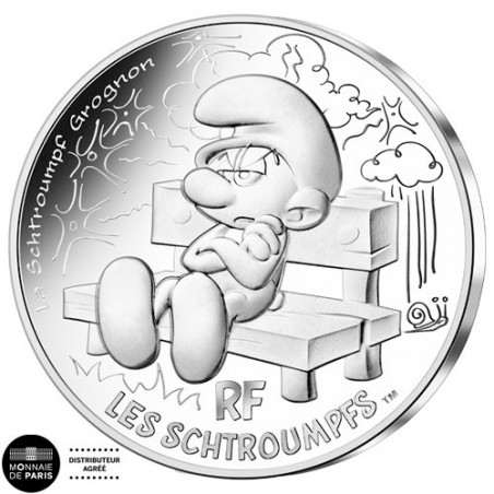10 Euro Argent France Schtroumpf Grognon