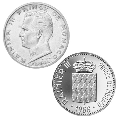 Lot des 2 x 5 Francs et 10 Francs Argent Monaco Lot des 2 x 5 Francs et 10 Francs Argent Monaco