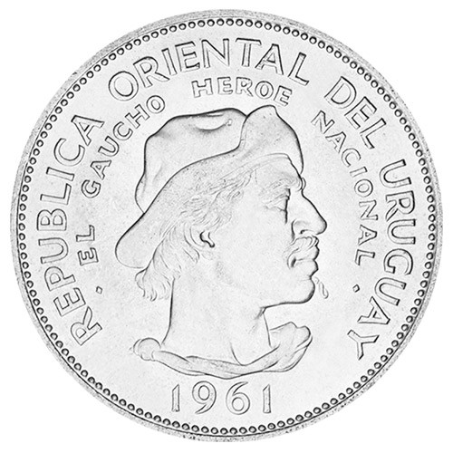 10 pesos Argent Uruguay 1961 10 pesos Argent Uruguay 1961
