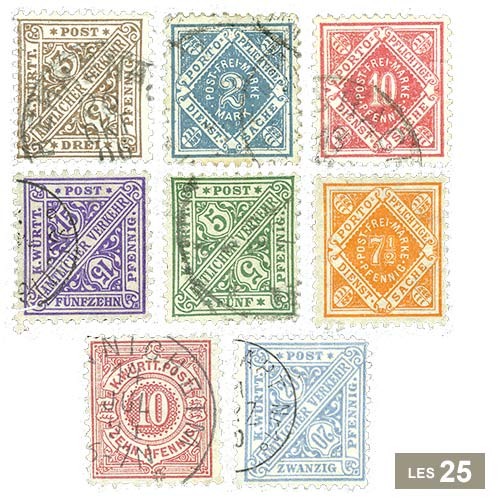 25 timbres Wurtemberg