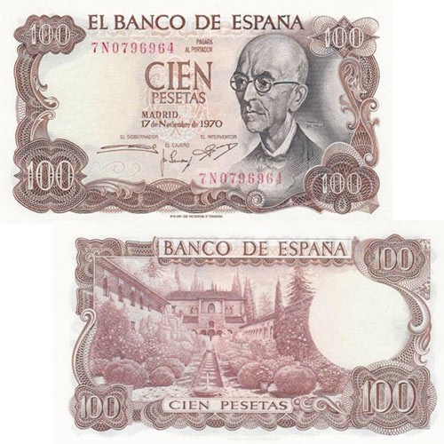 Billet 100 Pesetas Espagne 1970 - Manuel de Falla