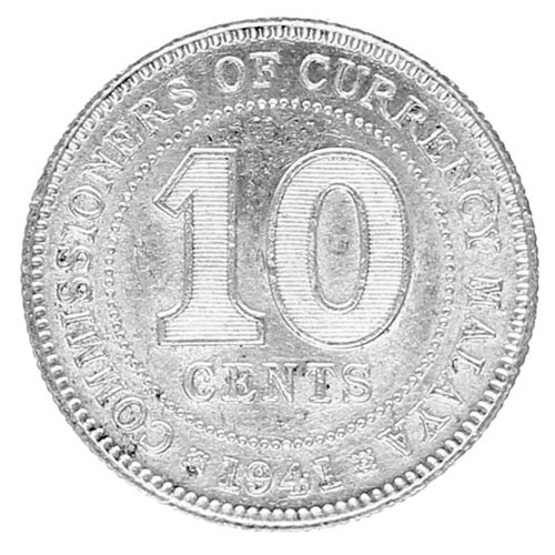 10 Cents Argent Malaya 1941 - George V