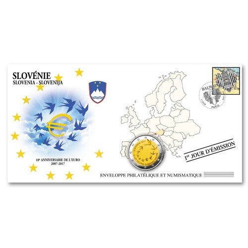 L’enveloppe “1er Jour d’émission” 2 Euro Slovénie 2017 - 10 ans de l’Euro
