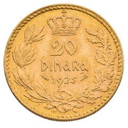20 Dinars Or Yougoslavie 1925 - Alexandre Ier