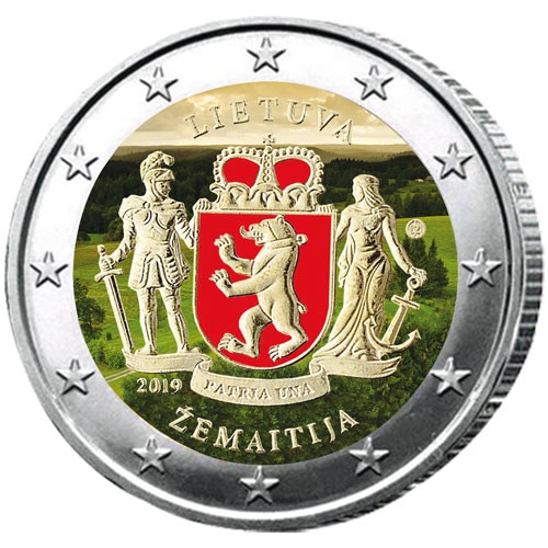 2 Euro Lituanie 2019 colorisée - Samogitie