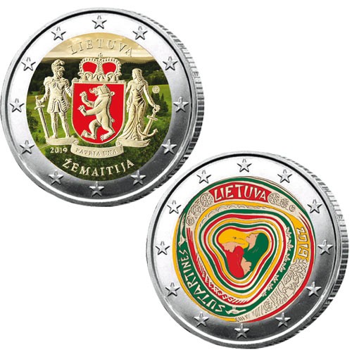 Lot des 2 x 2 Euro Lituanie 2019 colorisées