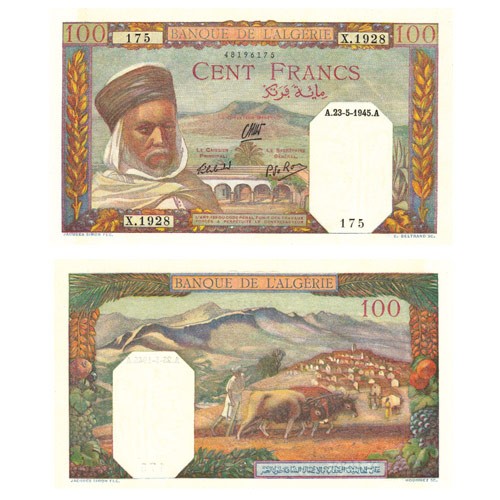 Billet 100 Francs Algérie 1945 - Notable algérien