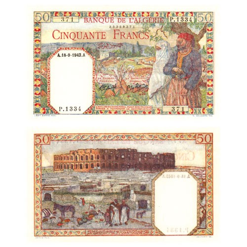 Billet 50 Francs Algérie 1945 - Couple algérien