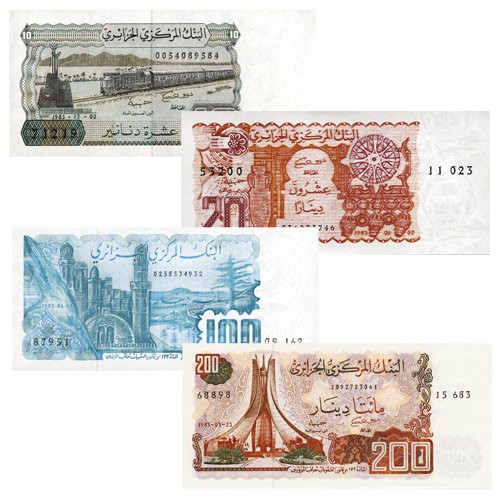 Lot de 4 billets Algérie 1982-1983 Lot de 4 billets Algérie 1982-1983