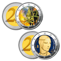 Lot des 2 x 2 Euro Italie 2020-2019 colorisées