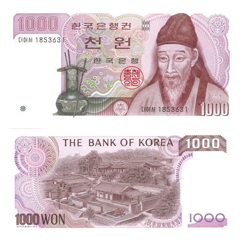 Billet 1?000 Won Corée du Sud 1983 - Yi Hwang
