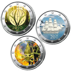 Lot des 3 x 2 Euro colorisées 2020