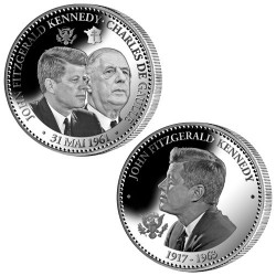 Lot de 2 médailles J. F. Kennedy et C. De Gaulle et J. F. Kennedy