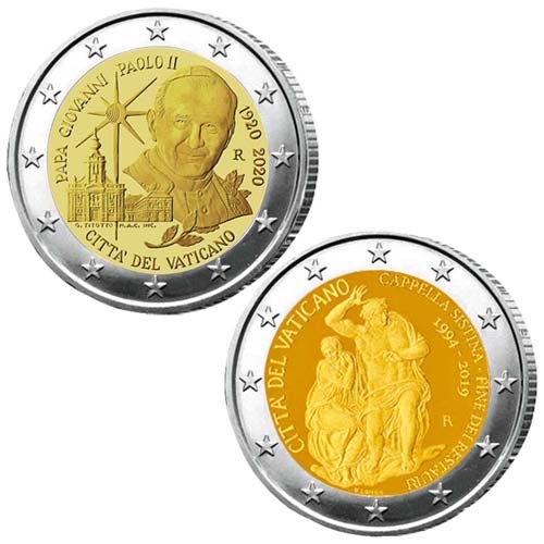 Lot des 2 x 2 Euro Vatican BU 2020-2019 Lot des 2 x 2 Euro Vatican BU 2020-2019