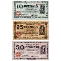 3 Billets de nécessité Allemagne 1920 - Cologne