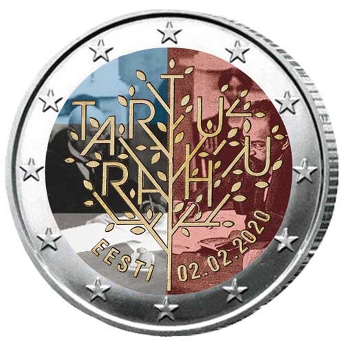2 Euro Estonie 2020 colorisée - Université de Tartu