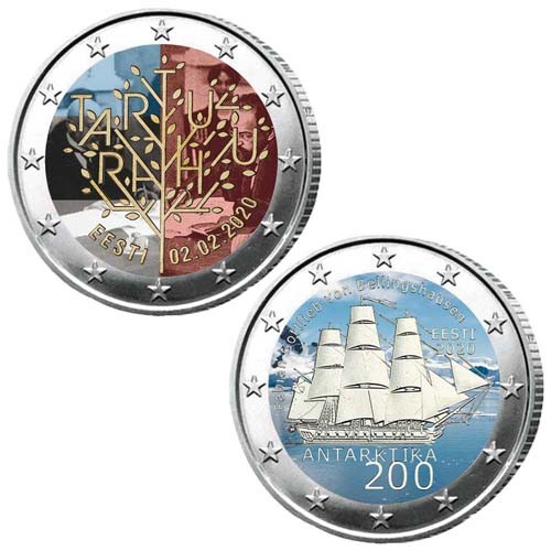 Lot des 2 x 2 Euro Estonie 2020 colorisées