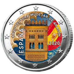 2 Euro Espagne 2020 colorisée - Mudéjar Aragon