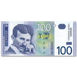 Billet 100 Dinars Serbie 2003 - Nicolas Tesla