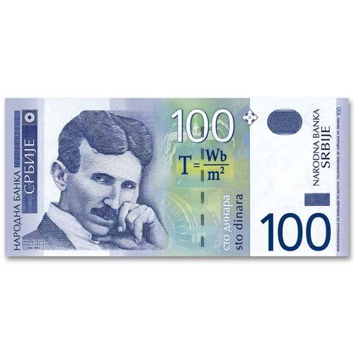 Billet 100 Dinars Serbie 2003 - Nicolas Tesla