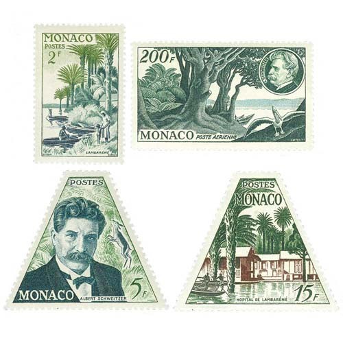 4 timbres Monaco A. Schweitzer 1955
