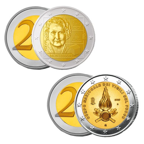 Lot des 2 x 2 Euro Italie BE 2020 Lot des 2 x 2 Euro Italie BE 2020