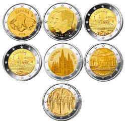 Lot des 7 x 2 Euros Espagne