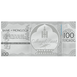 100 Togrog Argent Mongolie 2021 colorisée