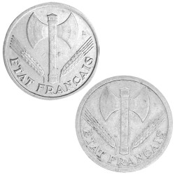 Lot de 1 et 2 Francs Etat Français