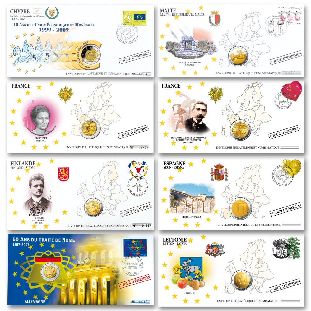 Lot des 8 enveloppes “1er jour” Lot des 8 enveloppes “1er jour”